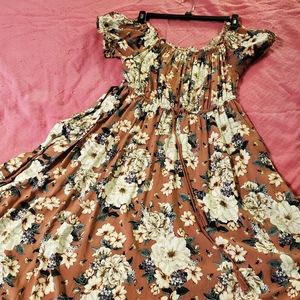 Torrid Rose Pink Floral Off Shoulder Midi Dress